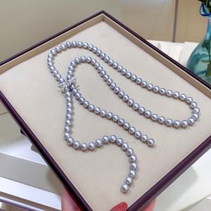 Colgante de Plata de Ley 925 con Cadena de Estilo Trébol Redonda de 11-12 mm, Comparable a Perlas de Agua de Mar, Collar de Regalo con Tréboles - Product Image 2