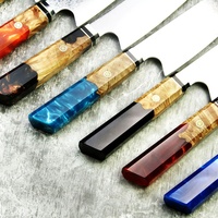 Pisau Kiritsuke Jepang Amber 8 inci Baja VG-10 Damascus, Pisau Dapur Profesional untuk Koki, Pisau Tajam untuk Mengiris, Alat Masak