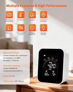 HEDAO YEM-42-LF เครื่องตรวจสอบคุณภาพอากาศในร่มหน้าจอสี CO2 อุณหภูมิความชื้น YOWEXA 400-10,000 PPM เซ็นเซอร์ NDIR CO2 ความแม่นยำสูง - Product Image 2