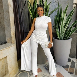 <span class=keywords><strong>Mono</strong></span> elegante de una manga para <span class=keywords><strong>mujer</strong></span>, con pantalón acampanado, fruncido y vendaje, ideal para fiestas y discotecas. - Product Image 4
