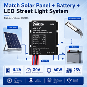 Controlador <span class=keywords><strong>Solar</strong></span> Sukite Dependable MPPT Boost 3260 3.2V 60W 30A para Alumbrado Público con Sensor para Proyectos <span class=keywords><strong>de</strong></span> Iluminación <span class=keywords><strong>Solar</strong></span> - Product Image 4