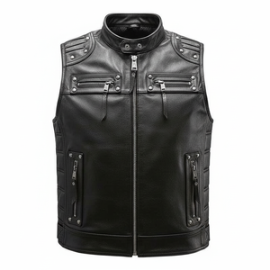 Nueva moda clásica motocicleta cuero chaleco Pu cuero de vaca Motorcade chaleco 6XL hombres cuero genuino chaquetas sin mangas - Product Image 1