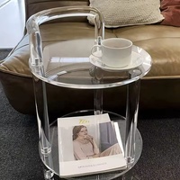 Table d'appoint roulante en acrylique transparent de haute qualité, personnalisable, avec roulettes amovibles pour usage domestique, livraison rapide
