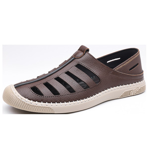Sandalias de Cuero Cerradas para Hombre, Verano, Transpirables, Casuales, con Suela de Goma - Product Image 5