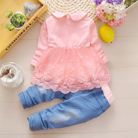 Elegante Conjunto de Ropa de 3 Piezas de Encaje Floral para Bebés Niñas Recién Nacidas de 3 Años