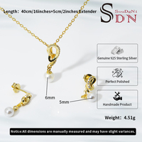 Ensemble de bijoux en gros, design classique, argent 925 plaqué or 14 carats, collier et boucles d'oreilles en perles, cadeau pour mariage, anniversaire, fête