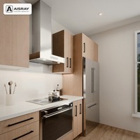 Meuble de cuisine avec îlot, portes en mélamine au design minimaliste, dimensions personnalisées, livraison en kit et rangement coulissant