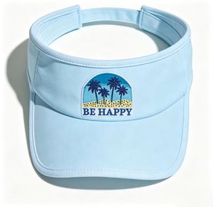 Be Happy Palm Tree Embroidered Sun Visor <b>Hat</b> <b>Summer</b> Beach Coconut Tree UV Protection Visor Cap Custom Golf Tennis <b>Hat</b> - Product Image 3