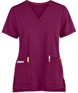 Set Scrub wanita, enam saku seragam medis Disen anatomi medis Scrub tenun untuk seragam rumah sakit wanita