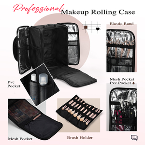 Rolling <b>Makeup</b> <b>Case</b> with Removable <b>Makeup</b> Pouches Travel Cosmetic Organizer Trolley Bag with Multiple Detachable Storage - Product Image 2