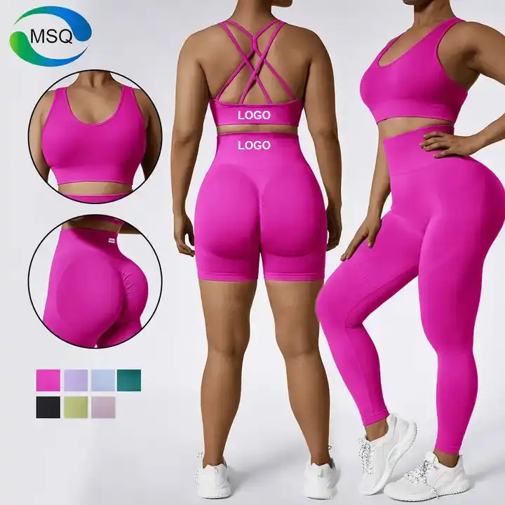 Fitness Clothing Woman 2024 Seamless Yoga Set Activewear Sports 3 Piece Gym Clothing Gym Fitness Set Yoga Sets