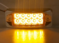Feu de position latéral universel 12-24V pour camion et remorque, 10 LED, étanche, avec fonction stroboscopique, boîtier ABS chromé ambre