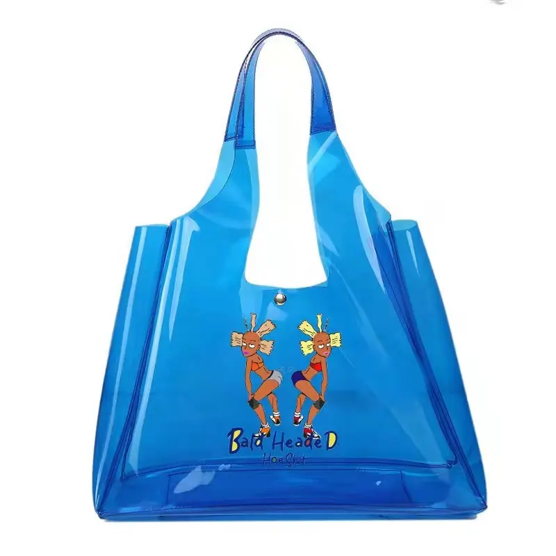 Fabricante De Trabalho Transparente Personalizado Tote Shoulder Bag Bolsa Mulheres Bolsa Limpar Pvc Shopping Bag