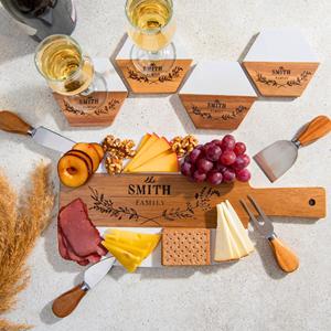 <span class=keywords><strong>Planche</strong></span> à fromage en <span class=keywords><strong>bois</strong></span> d'acacia avec plateau en <span class=keywords><strong>marbre</strong></span> <span class=keywords><strong>et</strong></span> ensemble de 4 couteaux à fromage, livraison gratuite aux États-Unis - Product Image 2