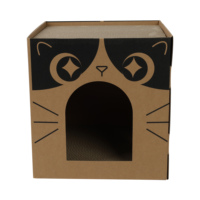 Maison pour chat amusante à gratter, en carton écologique ondulé, lit pour chat, impression d'avertissement pour chat, cabane de repos