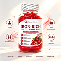 Gummies de fer riches en fer pour la croissance des cheveux, la santé des ongles, sans goût métallique, véganes, sans OGM, sans gluten, sans sucre, sans gélatine, vitamines pour