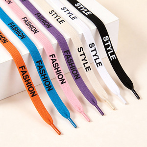 <span class=keywords><strong>Lacci</strong></span> per Scarpe in Tela Stampata con Logo Personalizzato, Vendita Diretta dalla Fabbrica, <span class=keywords><strong>Lacci</strong></span> Piatti Neri per Scarpe Sportive - Product Image 1