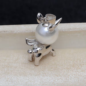 Collar de Perlas con Colgante de Unicornio de Plata S925 Wenchi, Base Vacía con Forma Barroca, Accesorio de Joyería DIY de Moda para Mujer, China - Product Image 3