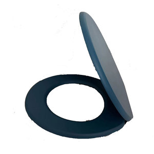 Cubierta de asiento de inodoro de plástico de cierre suave con <span class=keywords><strong>tapa</strong></span> de inodoro de fijación superior en forma de D azul cómoda moderna - Product Image 2
