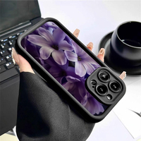 Excellente coque de téléphone portable antichoc en TPU avec motif floral violet et protection d'objectif en forme d'échelle pour iPhone 12 13 14 15 16 17 18 Pro Max