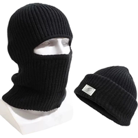 2025 nouveauté unisexe 2-en-1 tricoté cagoule bonnet Logo personnalisé chapeau d'hiver pour le sport et un usage quotidien extérieur coupe-vent