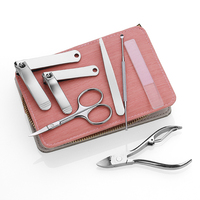Ensemble de manucure professionnel de haute qualité en acier inoxydable 7 pièces avec coupe-ongles, ciseaux à cuticules, kit de toilettage pour hommes