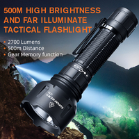 Lampe Torche LED Puissante Tactique Longue Portée 2700LM, Recharge USB-C 40W, Étanche Avec 5 Modes