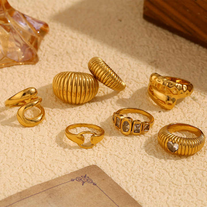 18K Gold Plated Waterproof Stainless Steel Ring main image 0