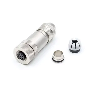 M12 Luchtvaart Plug 2 3 4 5 6 8 17 Core Metalen Waterdichte Connector Sensor Rechte Bocht Mannelijke En Vrouwelijke Plug