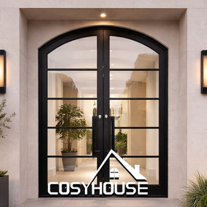 Puertas Dobles <span class=keywords><strong>de</strong></span> Hierro Forjado <span class=keywords><strong>de</strong></span> Lujo, Modernas Puertas <span class=keywords><strong>de</strong></span> Entrada <span class=keywords><strong>de</strong></span> Hierro Negro <span class=keywords><strong>para</strong></span> Casa o Villa, Entrada Principal <span class=keywords><strong>Exterior</strong></span> - Product Image 4