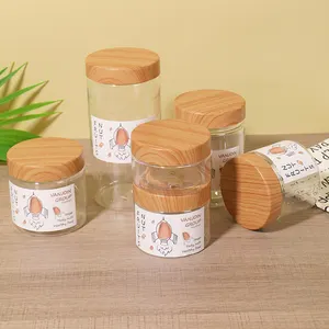 Cấp thực phẩm nhựa cứng Jar với nắp tre cho bao bì thực phẩm cho thực phẩm đóng hộp và chai nhựa