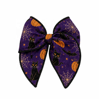 Nœud de cheveux d'Halloween pour filles, motif citrouille, en tissu, avec bandeau, accessoires de cheveux pour fêtes et célébrations
