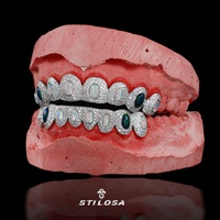 Grillz personnalisés haut de gamme Hip Hop, 10 dents supérieures et 10 dents inférieures, en argent 925 plaqué or, avec Moissanite VVS et Diamant