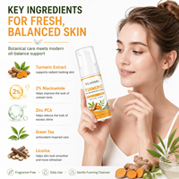 Nettoyant Visage Éclat Lumineux Contrôle Sébum Nettoyage Profond Hydratant Curcuma Niacinamide Zinc PCA Équilibre Sébum