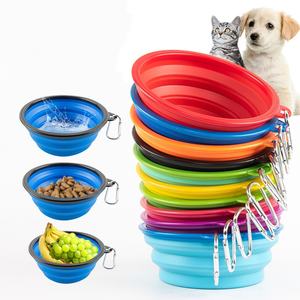 Taşınabilir katlanabilir Pet özel köpek kase yuvarlak kolay taşıma seyahat besleyici küçük hayvanlar için renkli yükseltilmiş kedi köpek tabak - Product Image 6