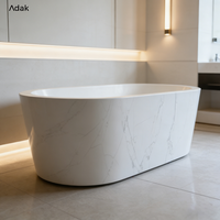 Baignoire autoportante portable écologique pour adultes Adak AK-1001, style moderne, surface solide, drain intégré, baignoire ovale pour immersion intérieure, 60 gallons+