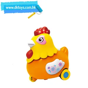 Inertial Animal Car Toys Friction Little Cute Chicken With Music Light Plastic Toy For Kids