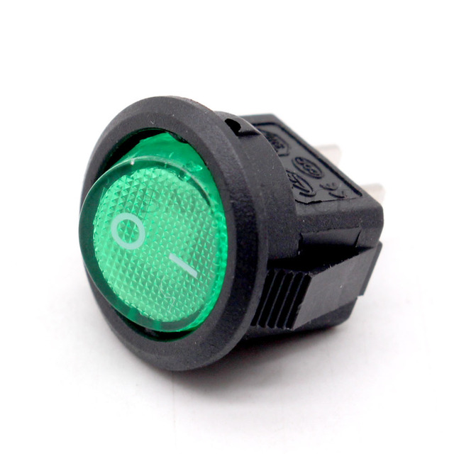 QY611-101 T125 3A 250VAC 6A 125VAC ON-OFF Mini 2 Pin Electrical Round Type Rocker Switch