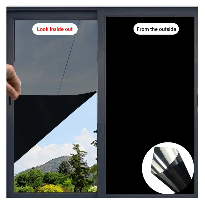 Colore argento nero Privacy One Way Mirror Glass Tint controllo del calore Sun UV Blocking Solar Window Building pellicola decorativa