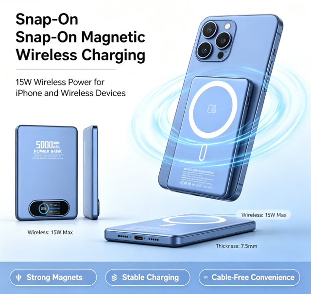 Fast Charging Magnetic Wireless Power Bank Digital Screen Portable Mini External Power Bank