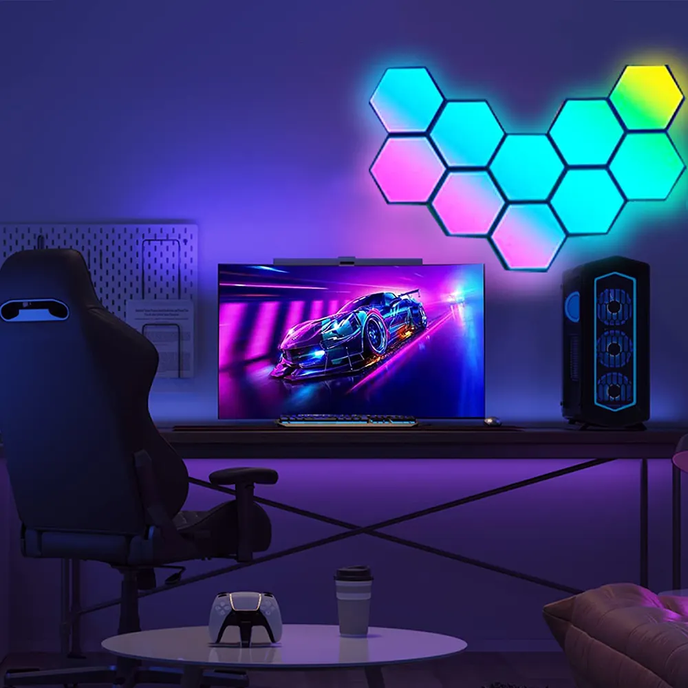 Ps5 Gaming Accessories Remote Control 3d Hexagon Wall Light Music Sync Game Room Sign