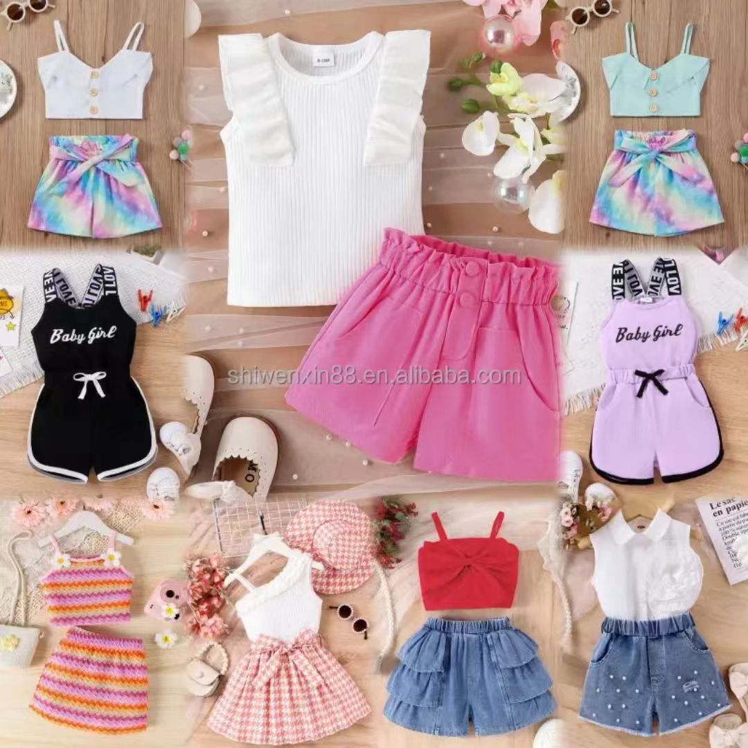 Hot Selling Short Sleeves Baby Romper Set Infant Clothing Broken Flowers 100% Cotton Girls' Sets