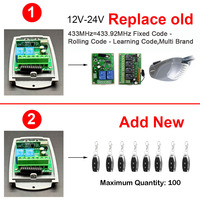 Récepteur de télécommande de porte électrique universel, AC DC 9-24V 433MHz, Module de commutation 433MHz 2CH, ouvre-contrôleur