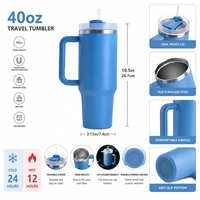 Tumbler Stainless Steel 40oz Terisolasi dengan Gagang dan Sedotan, Dinding Ganda Vakum, Ramah Lingkungan, Termal 12-24 Jam untuk Berkemah dan Penggunaan di Mobil
