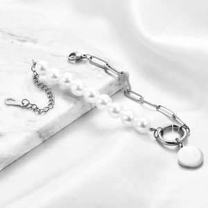 Pulsera de perlas de imitación, cadena de oro, colgante redondo, regalo de joyería de moda para mujer - Product Image 3