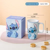 Mug en céramique grande capacité, motif Stitch, design de dessin animé, boisson directe, compatible micro-ondes, usage domestique et bureau, haute valeur