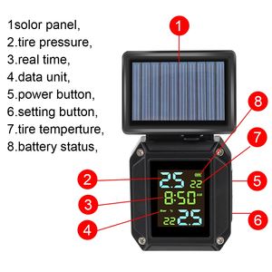 Solor USB Charge Reifendruck überwachungs system Reifen temperatur <span class=keywords><strong>alarm</strong></span> 2 Externe Sensoren Drahtloses Motorrad TPMS LCD-Display - Product Image 6