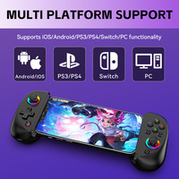 Nouvelle Manette de Jeu Télescopique D8 pour Téléphone Portable avec Lumière RGB, Contrôleur Sans Fil Bluetooth, Joystick Extensible pour Android, iPhone, Switch et PS4