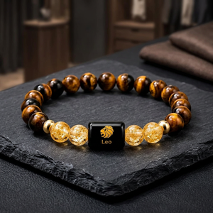 Pulsera de cuentas del zodiaco Leo, ojo de tigre, piedra natural, chapado en oro, joyería clásica unisex, regalo - Product Image 3