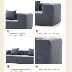 Sofá seccional moderno en forma de L con respaldo suelto y brazos cuadrados para sala de estar, diseño tapizado de tres asientos - Product Image 5